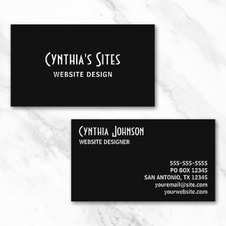 Tarjeta De Visita Negro y Blanco Retro Bold