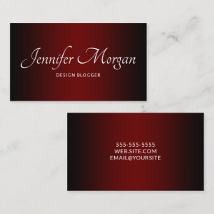 Tarjeta De Visita Negro y Burdeos Elegante Ombre