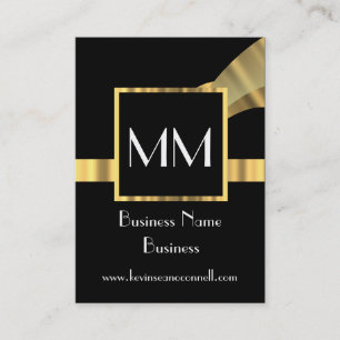 Tarjeta De Visita Negro y con monograma profesional del oro