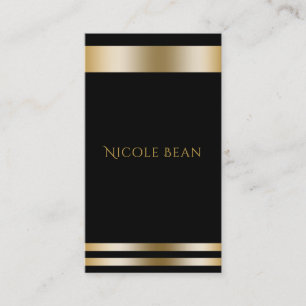 Tarjeta De Visita Negro y Dorado Chic Elegante Glam Moderno Profesio
