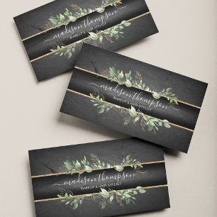 Tarjeta De Visita Negro y oro de moda - Foliage moderno