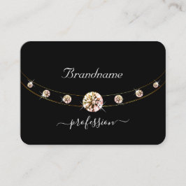 Tarjeta De Visita Negro y oro moderno con Diamantes de imitación ini