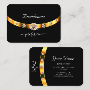 Tarjeta De Visita Negro y oro moderno con Diamantes de imitación ini