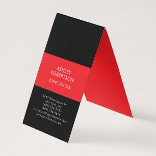 Tarjeta De Visita Negro y Rojo Minimalista Profesional Moderno Plano