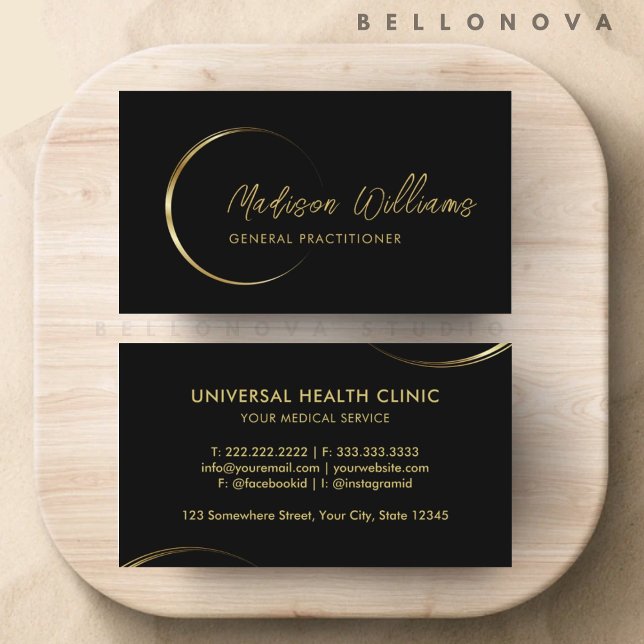 Tarjeta De Visita Negros de personalizable y profesionales de oro (Customizable Black and Gold Professional Business Business Card)