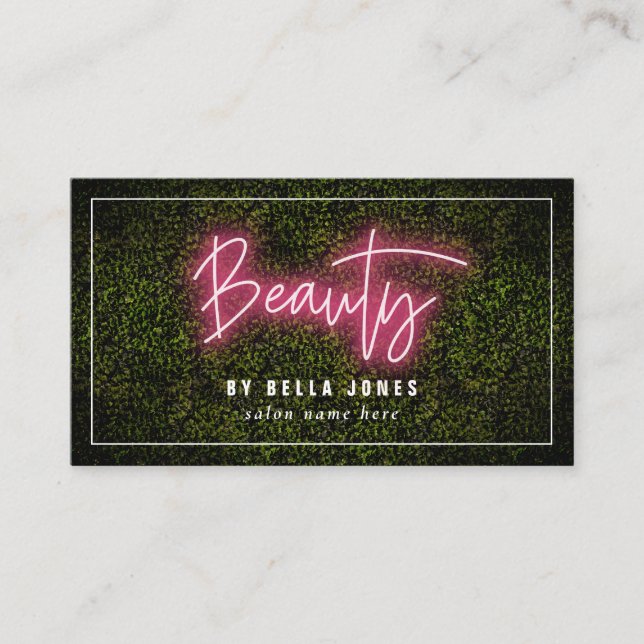 Tarjeta De Visita Neon Boxwood Beauty Business Card (Anverso)