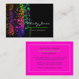 Tarjeta De Visita Neon Brush Strokes