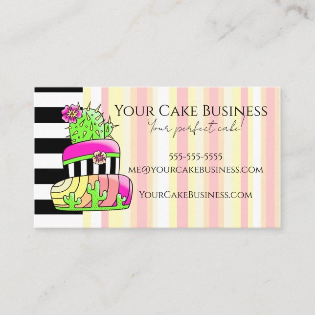 Tarjeta De Visita Neon Cactus Business Card (Anverso)