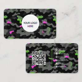 Tarjeta De Visita Neon Camo - Personalizable completo y diseño audaz