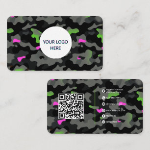 Tarjeta De Visita Neon Camo - Personalizable completo y diseño audaz