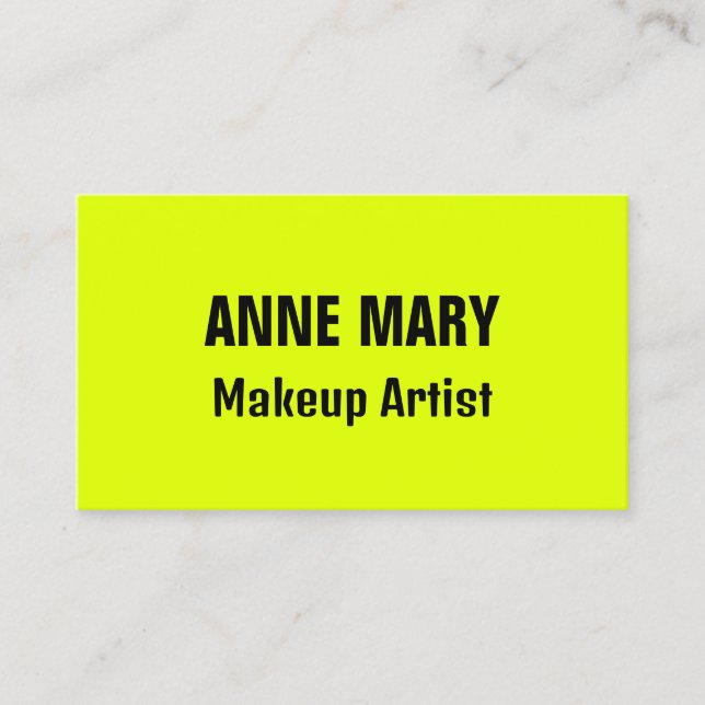 Tarjeta De Visita Neon Chartreuse amarillo negro colorido brillante  (Anverso)