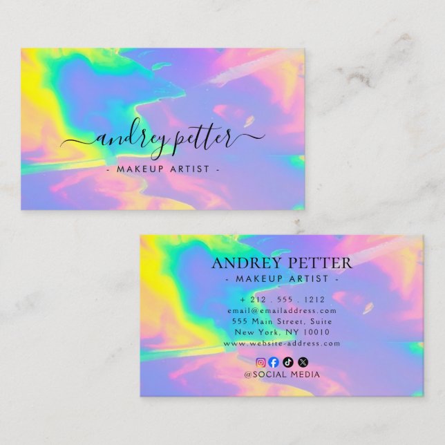 Tarjeta De Visita neon colors gemstone opal (Anverso / Reverso)