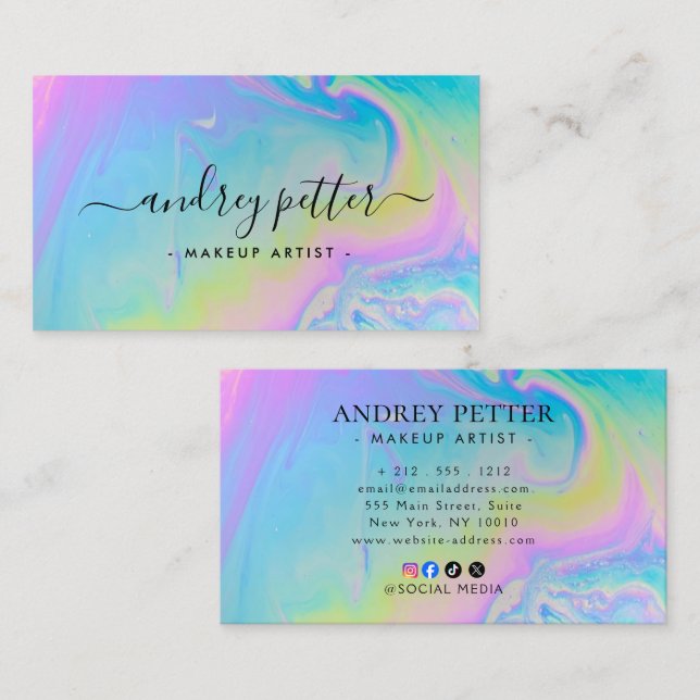 Tarjeta De Visita neon colors gemstone opal (Anverso / Reverso)