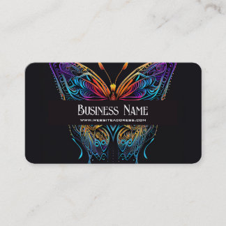 Tarjeta De Visita Neon Colours Bonito Mariposa Negro