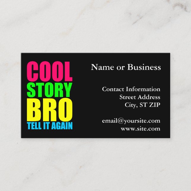 Tarjeta De Visita Neon Cool Story Bro (Anverso)