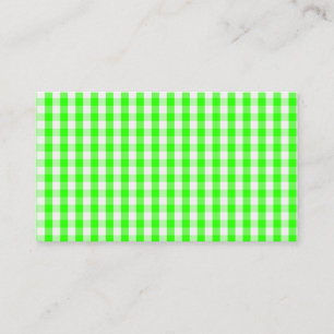 Tarjeta De Visita Neon Green Gingham Pattern de Shirley Taylor
