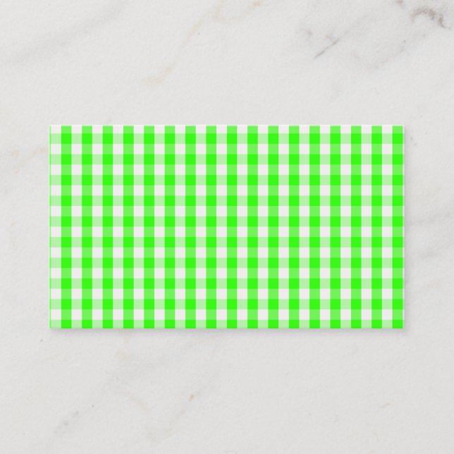Tarjeta De Visita Neon Green Gingham Pattern de Shirley Taylor (Anverso)