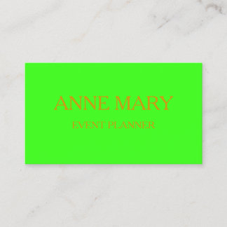 Tarjeta De Visita Neon Green Gold Elegant Wedding Event Planner