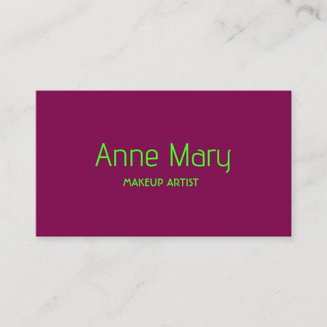 Tarjeta De Visita Neon Green Wine Red Pink Makeup Artista Salon Girl (Anverso)