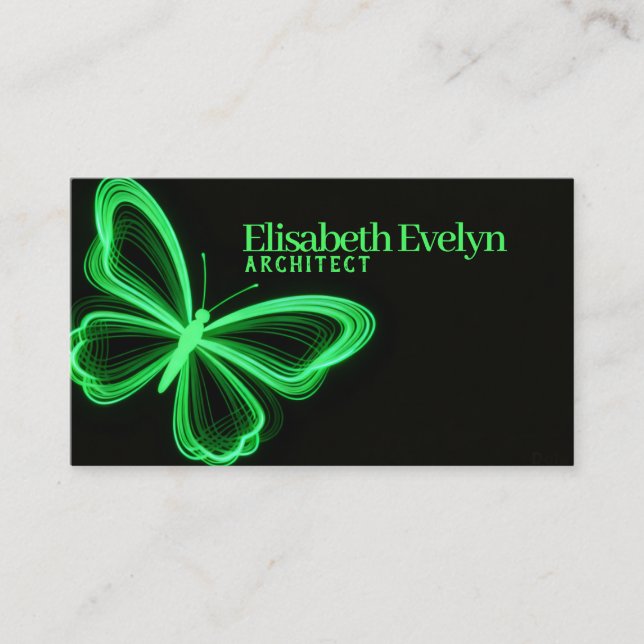 Tarjeta De Visita Neon Green Wings: Futuristic Business Card Art (Anverso)