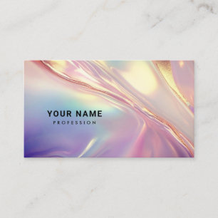 Tarjeta De Visita Neon Holographic Liquid Textos Código QR