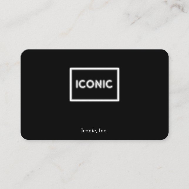 Tarjeta De Visita Neón icónico que brilla intensamente blanco (Anverso)