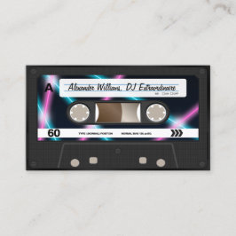 Tarjeta De Visita Neon Lights Cassette Tape DJ Music Fiesta 80