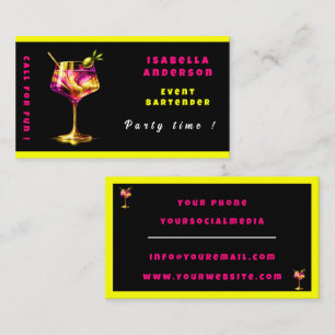 Tarjeta De Visita Neon Modern Fiesta Time Personalizado Profesional