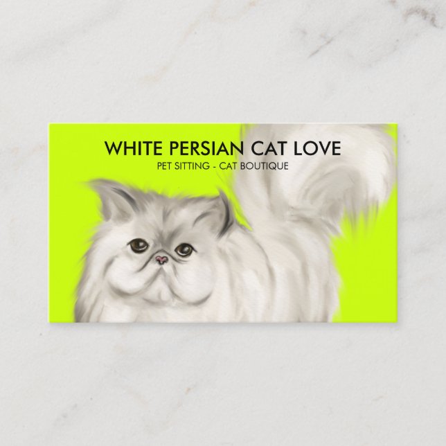 Tarjeta De Visita Neon Persian Cat Ilustracion Watercolor (Anverso)