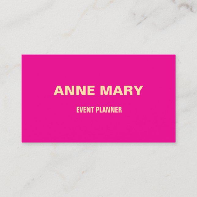 Tarjeta De Visita Neon Pink Beige Modern Professional Event Manager (Anverso)