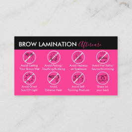 Tarjeta De Visita Neon Pink Brow Lamination Aftercare Guide