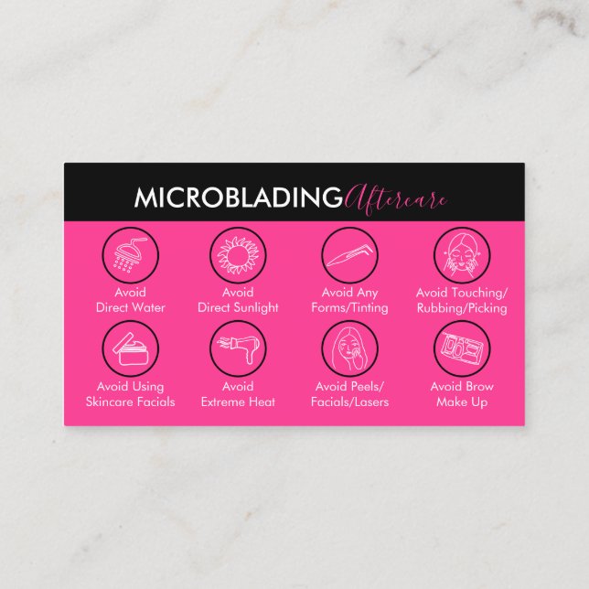 Tarjeta De Visita Neon Pink Microblading Heading Aftercare (Reverso)