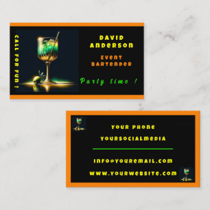 Tarjeta De Visita Neon Popular Fiesta Time Personalizado Profesional