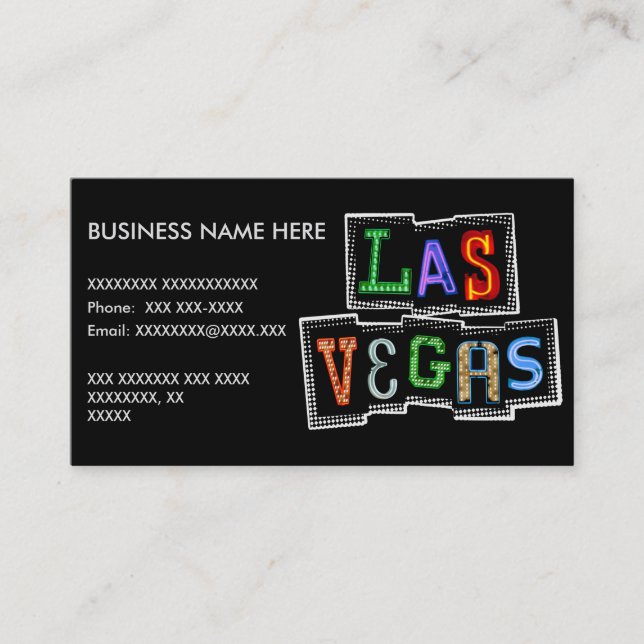 Tarjeta De Visita Neón retro de Las Vegas (Anverso)