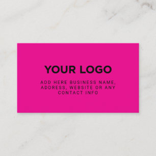 Tarjeta De Visita Neón Rosa   Logotipo de Empresa Simple