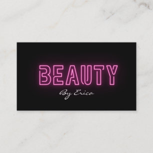 Tarjeta De Visita Neón rosa moderno y de moda azota a Beauty Makeup 