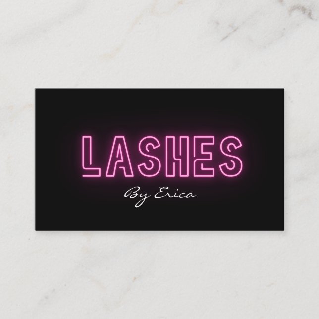 Tarjeta De Visita Neón rosa moderno y de moda que agita belleza (Anverso)