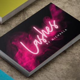 Tarjeta De Visita Neón rosa moderno y latigazos de humo/Extensiones