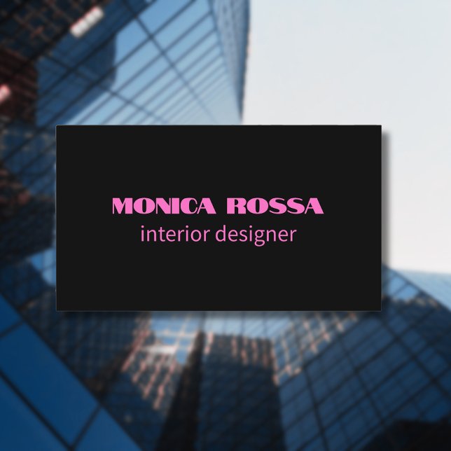 Tarjeta De Visita Neón simple profesional moderno negro rosa (Subido por el creador)