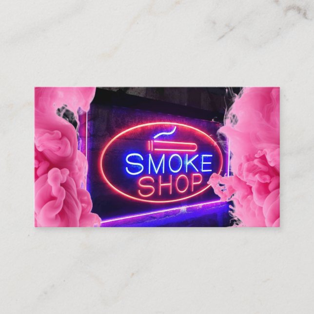 Tarjeta De Visita Neon Smoke Shop Business Card (Anverso)