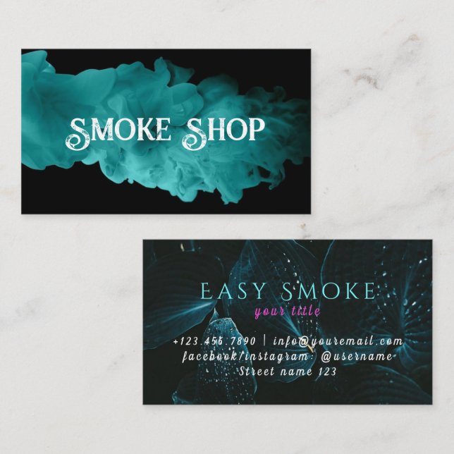 Tarjeta De Visita Neon Smoke Shop Business Card (Anverso / Reverso)