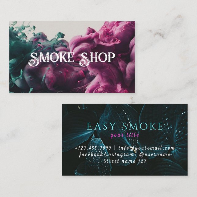 Tarjeta De Visita Neon Smoke Shop Business Card (Anverso / Reverso)