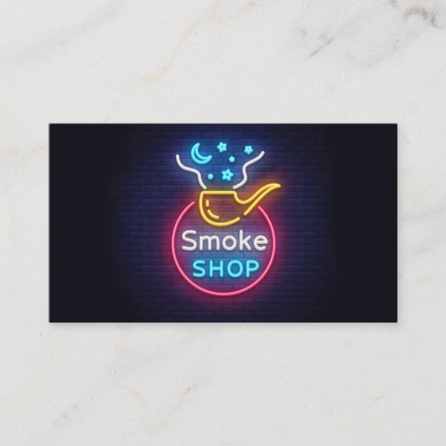 Tarjeta De Visita Neon Smoke Shop Business Card (Anverso)