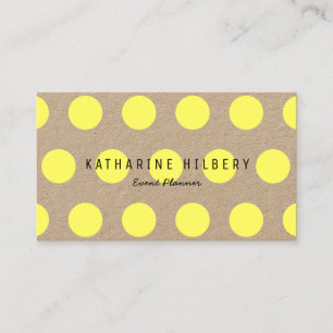 Tarjeta De Visita Neon Yellow Polka Dots Kraft Paper Business Card