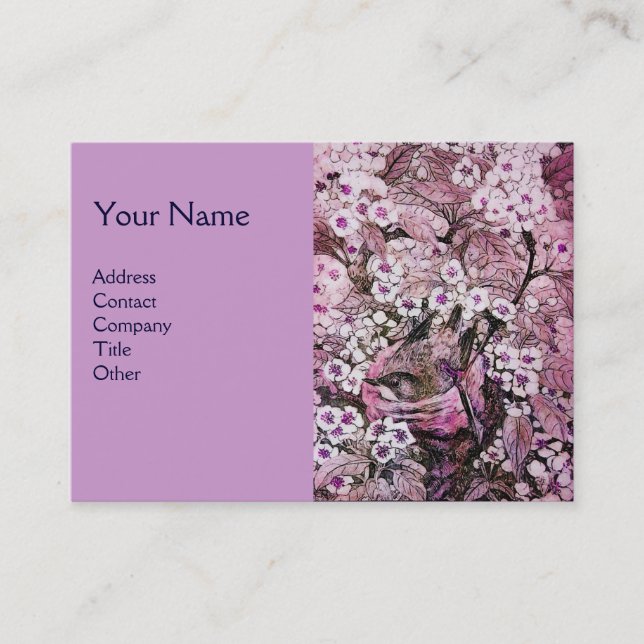 Tarjeta De Visita NEST BIRD,monograma ,violeta roja rosada (Anverso)