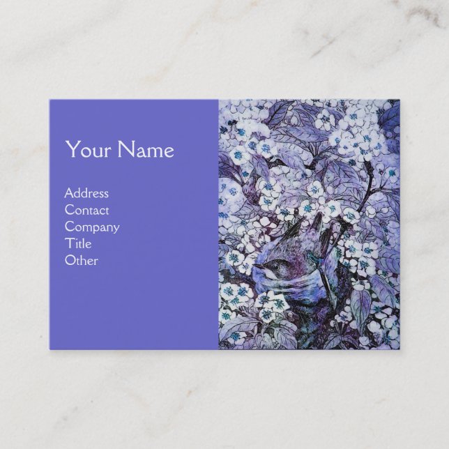 Tarjeta De Visita NEST DE AVES, monograma, blanco azul (Anverso)