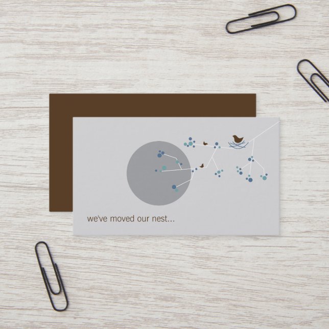 Tarjeta De Visita Nesting Bird + Family Blue Personalizado New Home  (Anverso/Reverso In Situ)