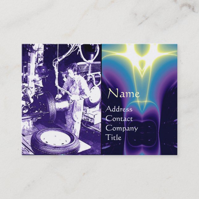 Tarjeta De Visita NEUMÁTICOS , AUTOMOTIVO,Garaje de reparación de au (Anverso)