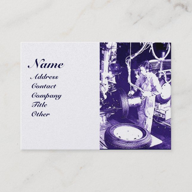 Tarjeta De Visita NEUMÁTICOS , AUTOMOTIVO,Garaje de reparación de au (Anverso)