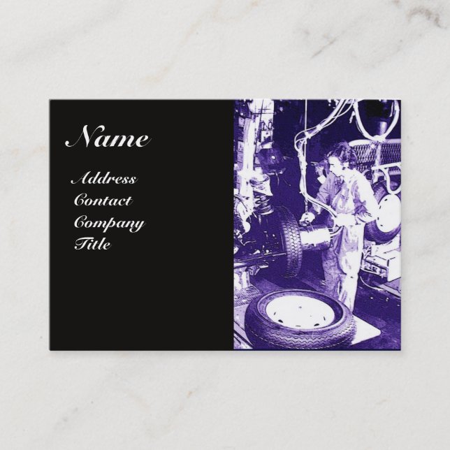 Tarjeta De Visita NEUMÁTICOS, AUTOMOTIVO,Garaje de reparación de coc (Anverso)